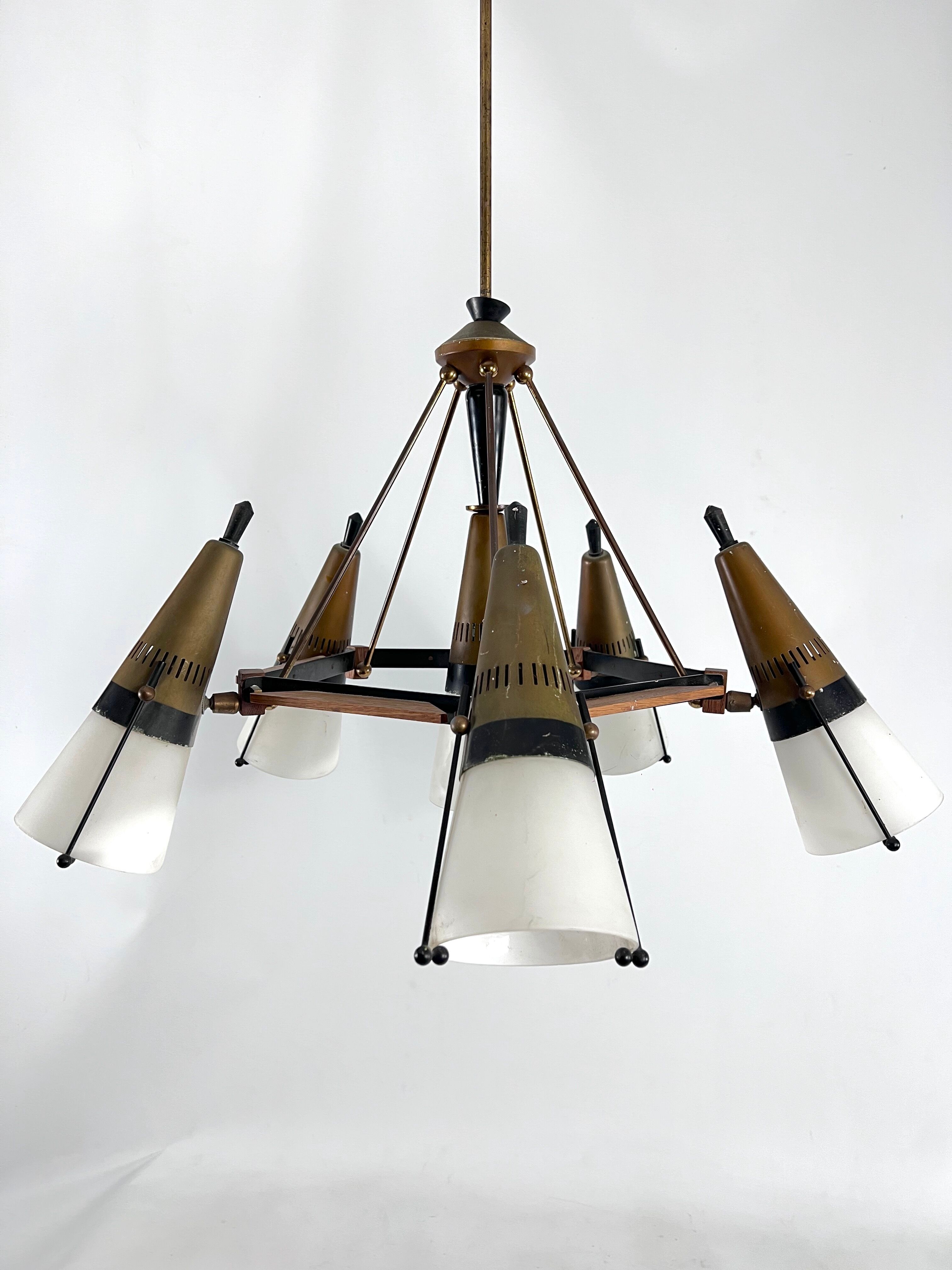 Mid-Century Modern sputnik chandelier, Italy 1950s