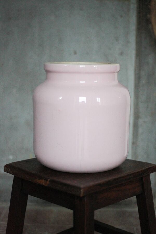 Pot porcelaine XL, jarre porcelaine rose,vase, rangement, déco