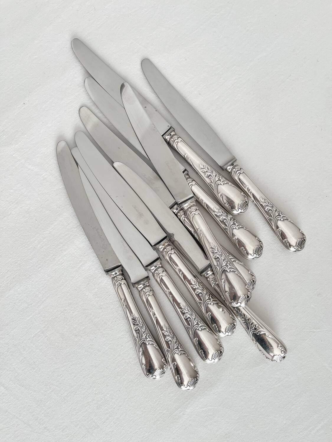 10 Christofle silver-plated “Marly” model table knives