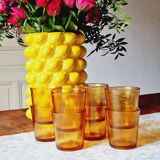 Set of 8 Lever amber glasses