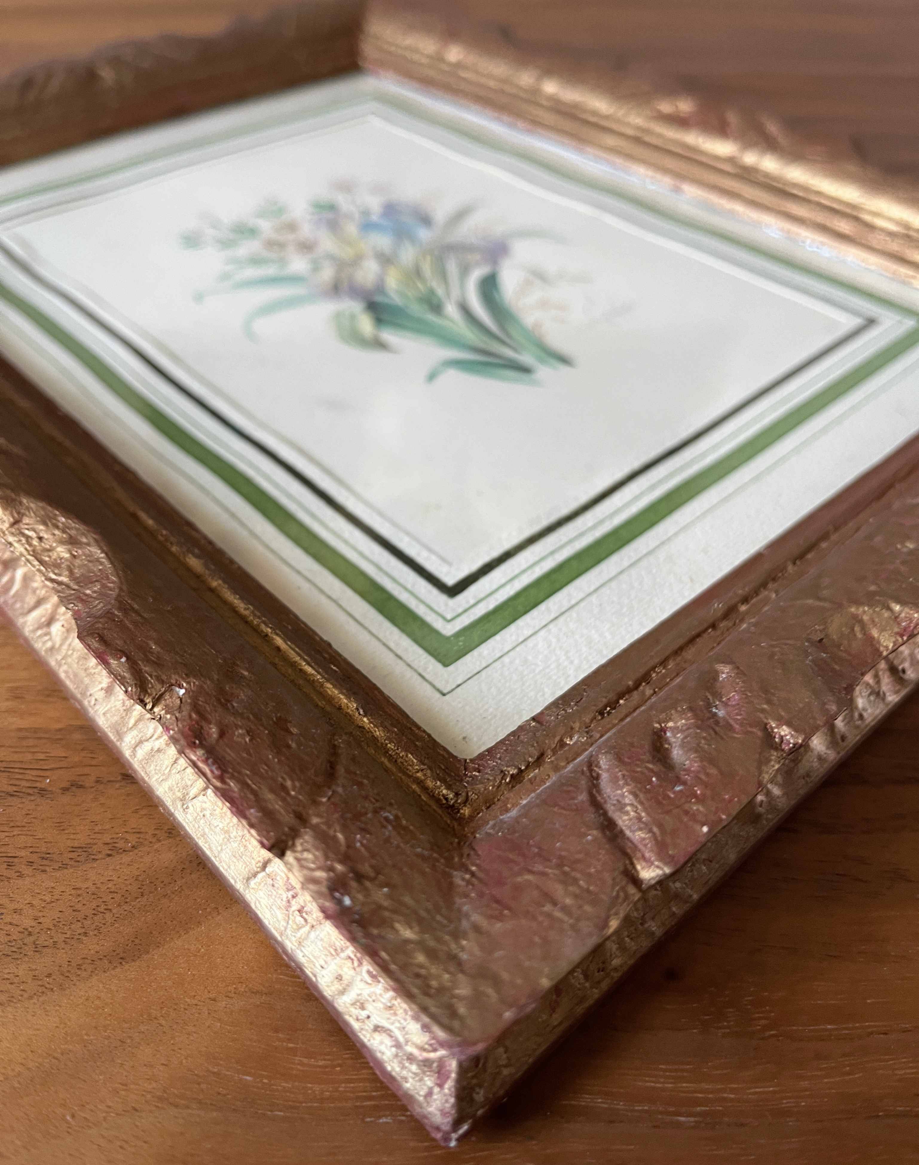 Tableau Aquarelle "Fleurs du jardin" signé début XX°