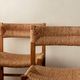 Vintage set of six French mid-century dining chairs in wood and rush, 1960s