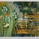 Paul collomb : les iris bleues, lithographie originale signée