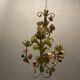 Italian Tole Ceramic Flower Chandelier, 1960s