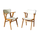 Pair of Bridge skai and wood chairs years 70's