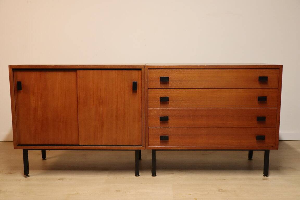 Vintage sideboard in wood and metal, 1960s