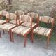 Vintage Scandinavian chairs in fabric and wooden footing.