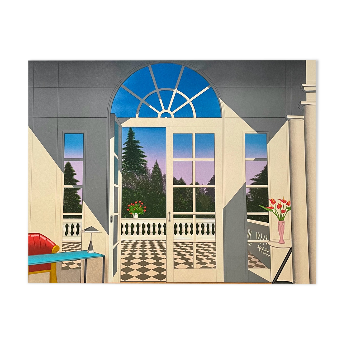 Large Interior Litography of a Villa