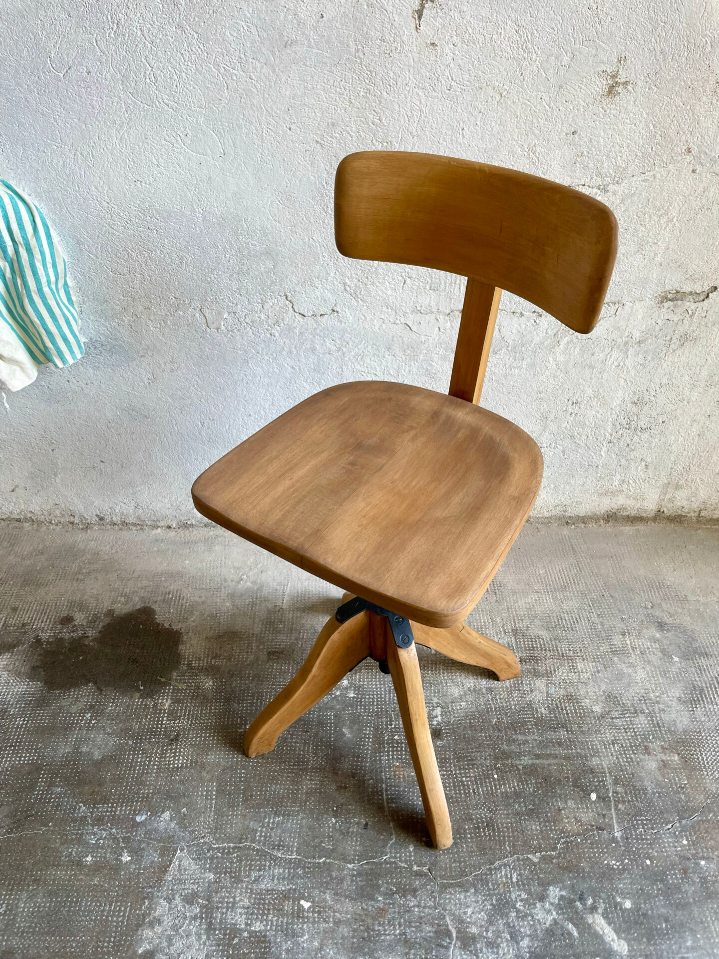 Vintage workshop office chair wood - Albert Stoll Federdreh – 1950s