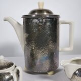 Service à thé Art déco par Hutschenreuther avec placage en argent WMF, années 1930
