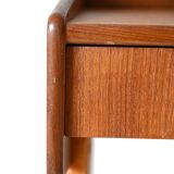 Scandinavian bedside table in teak and rattan