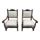 Set of 2 family armchairs, in walnut, in classic style. Late 17th century.