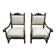 Set of 2 family armchairs, in walnut, in classic style. Late 17th century.