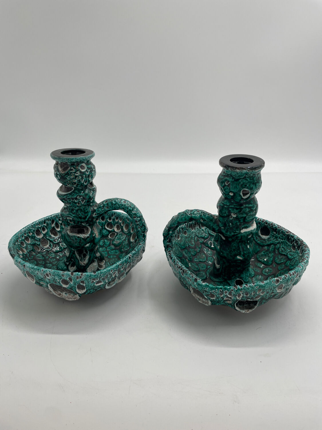 Set of two lamp bases, ceramic candlestick.