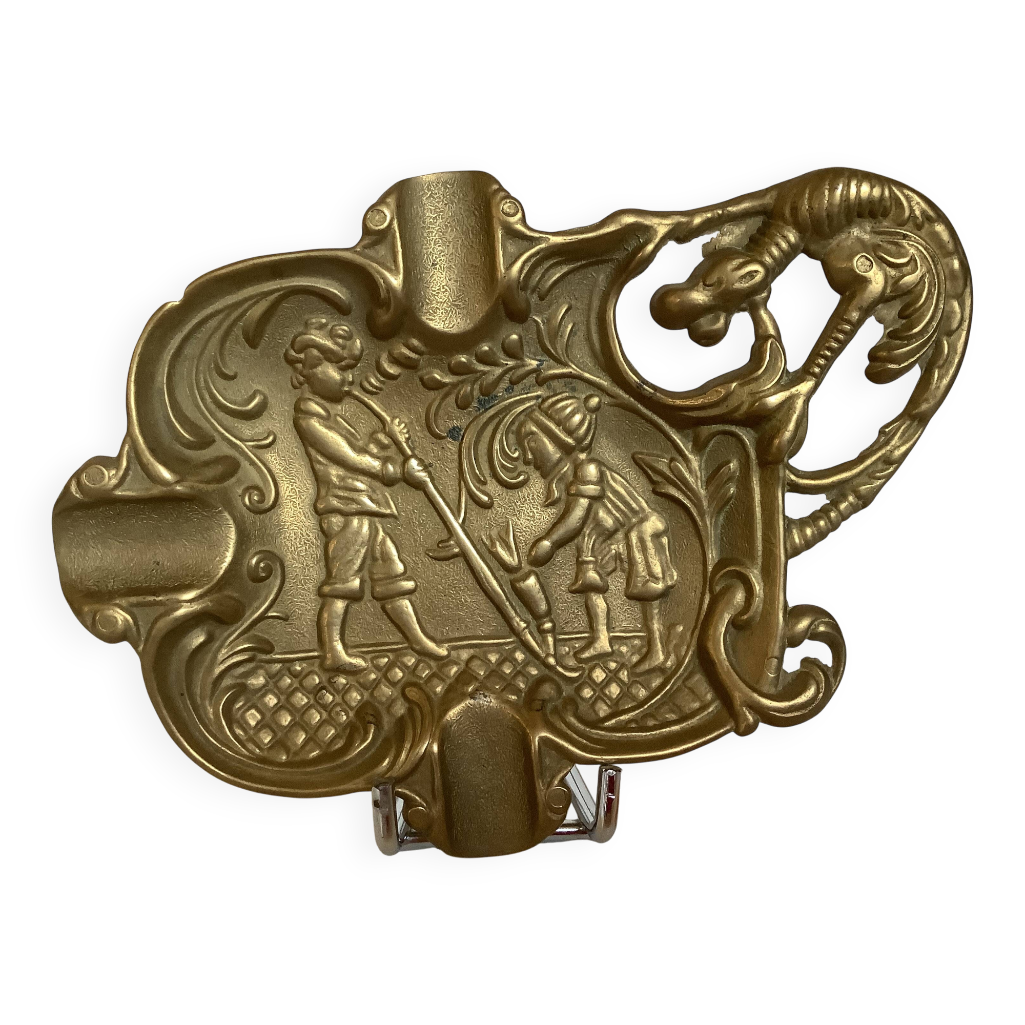 Ashtray bowl gargoyle glass blowers brass