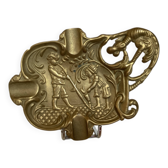 Ashtray bowl gargoyle glass blowers brass