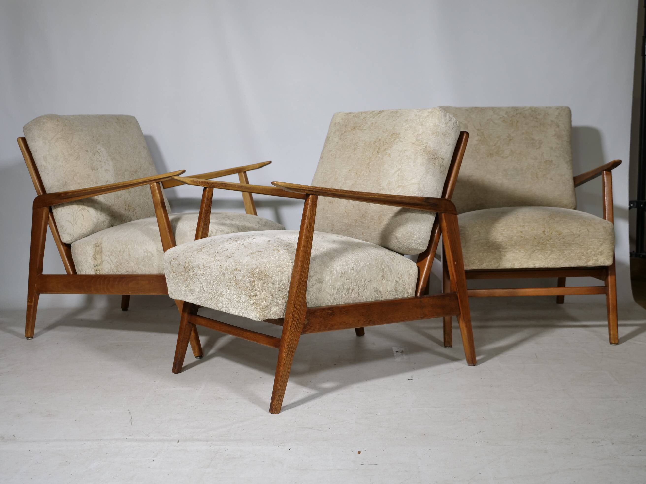 Chaises de salon en teck scandinaves des années 60, ensemble de 3.
