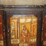 Regency 1810 library buffet in simulated hardwood with Chinese decoration.