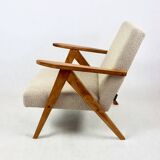 Vintage armchair B-310 VAR beige structural boucle 1970s - 2 pieces available - light wood