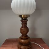 Lampe à poser pied vintage globe plissé
