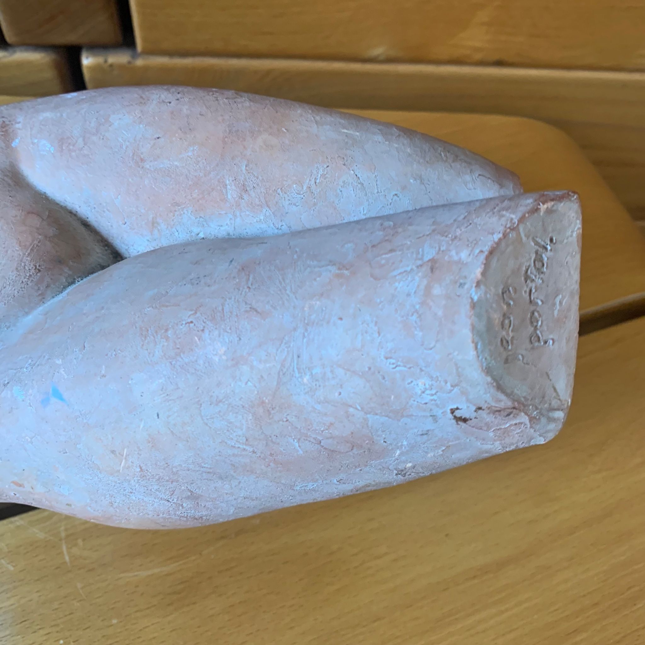 Female nude sculpture in terracotta signed Jean Portal.
