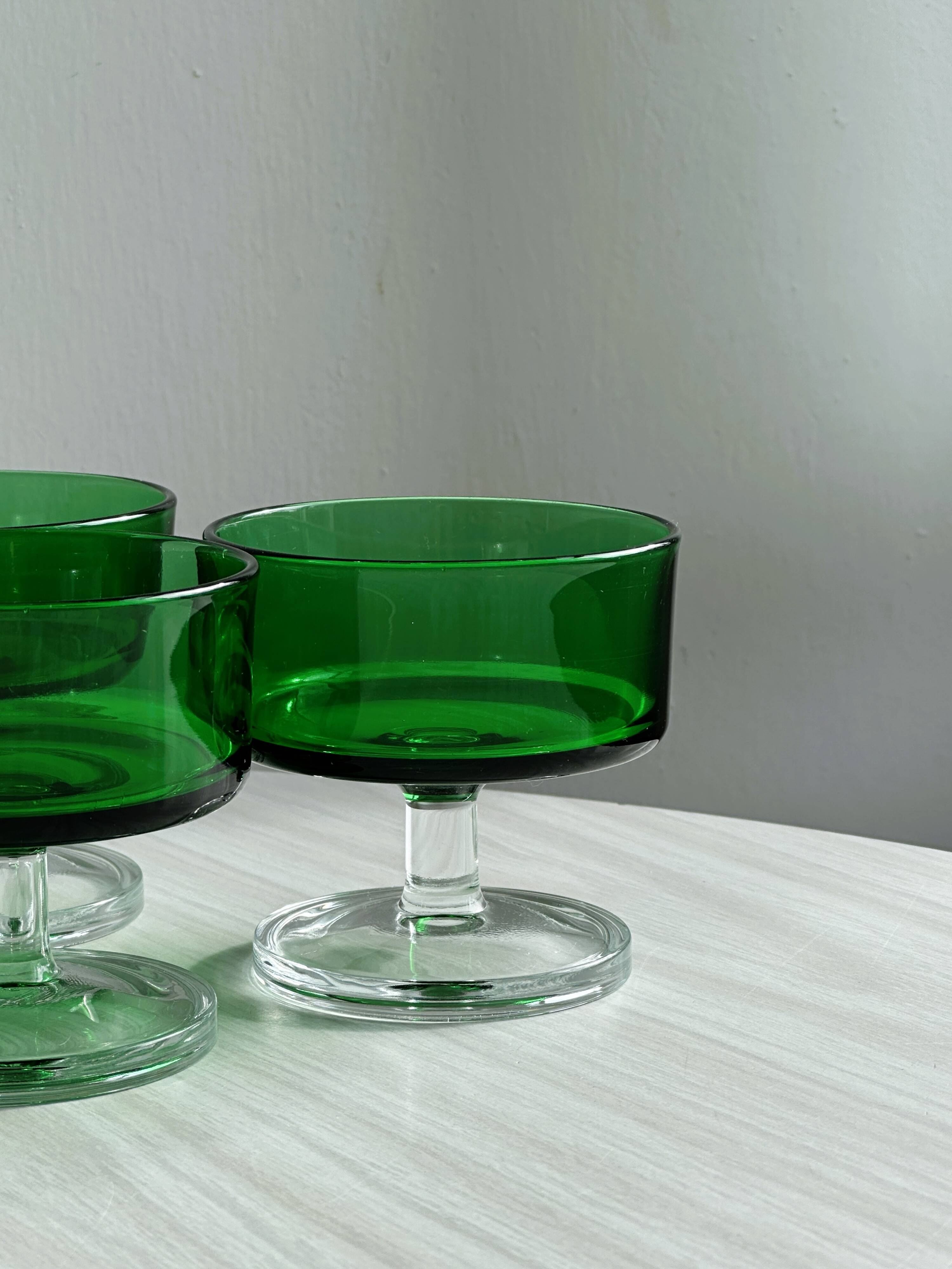 Lot de 6 coupes à dessert en verre vert émeraude