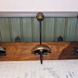 Vintage - Coat rack with 3 hooks in wood and aged brass