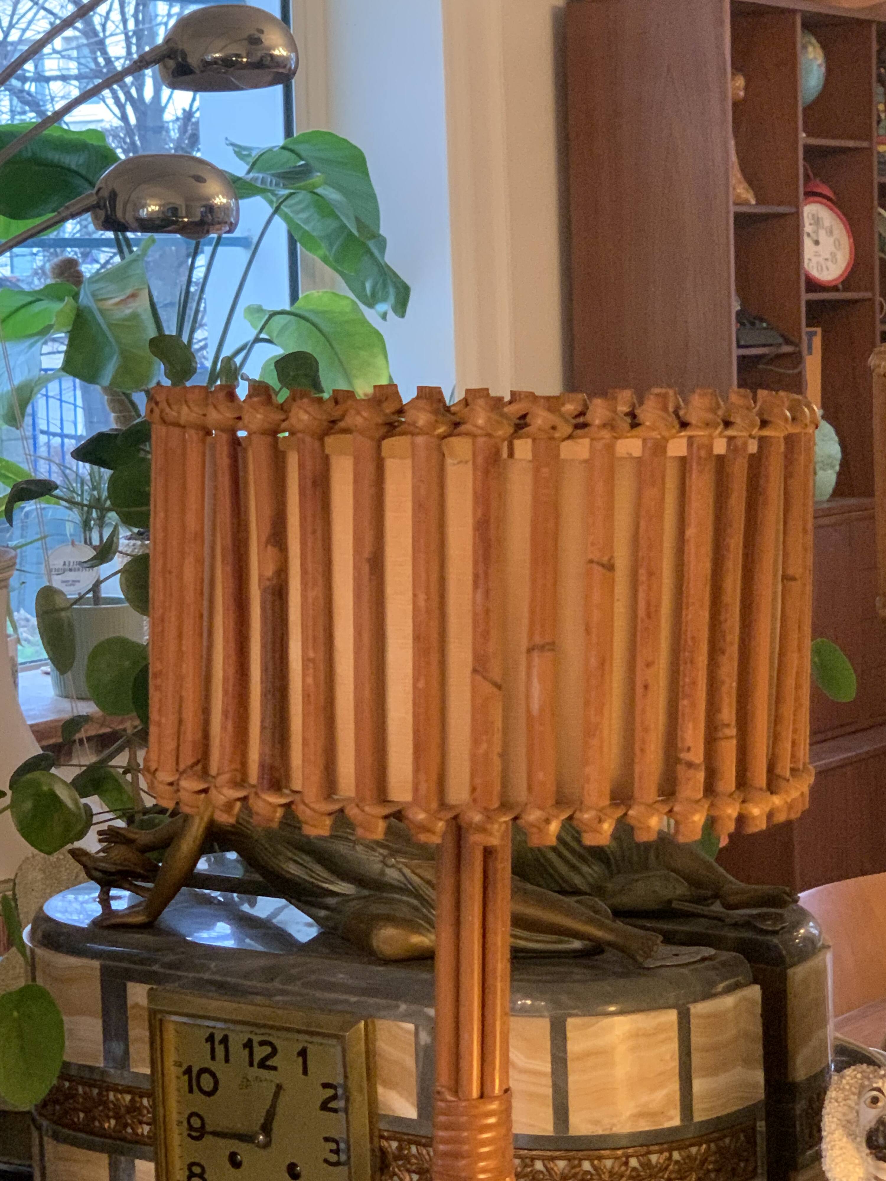 Rattan tripod lamp 1950 H47