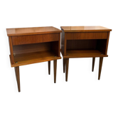 Pair of bedside tables with tapered legs, 1960s/70s
