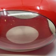 Massive Belgium red plexiglass UFO Space Age pendant light, 1970