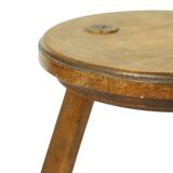 Antique Wooden Tripod Stool Milk Stool Early 20th Century Brutalism