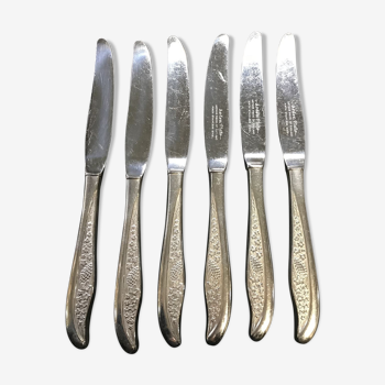 Box of 6 large English silver metal knives