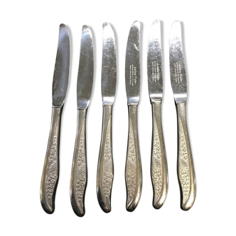 Box of 6 large English silver metal knives