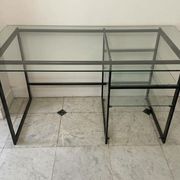 Large desk design in glass and black metal