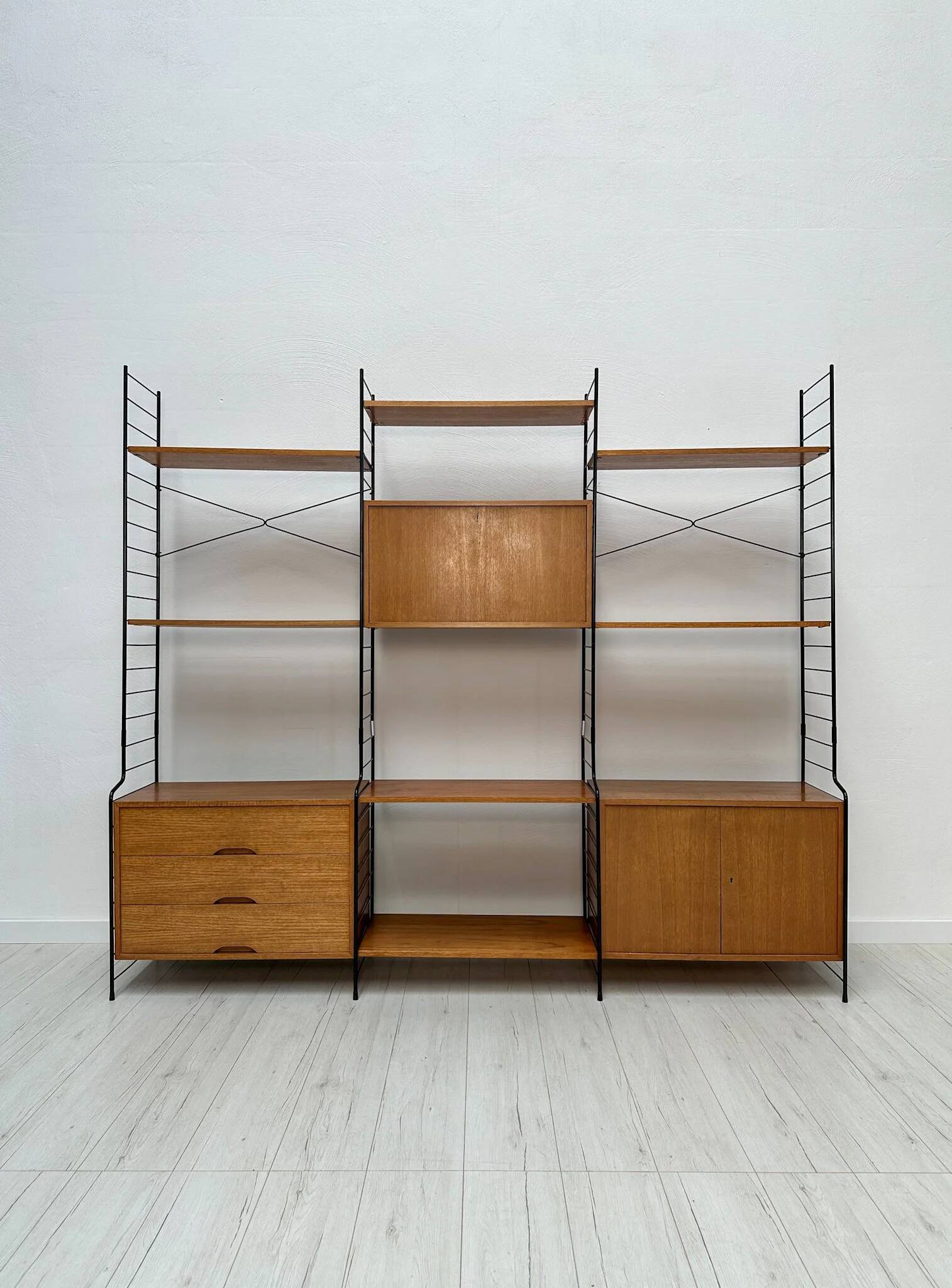 1960s Vintage Freestanding Walnut Shelving System by WHB