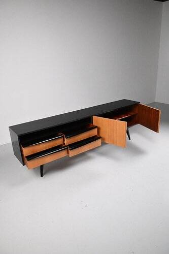 Buffet noir et marron des années 1950, style mid-century