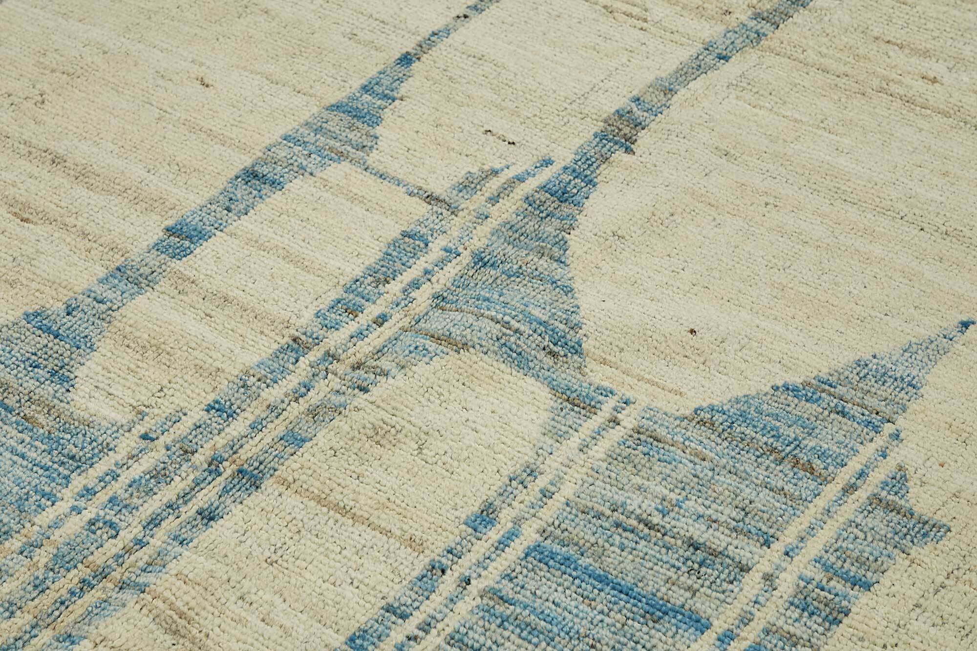 Hand-Knotted Turkish Contemporary 212 cm x 311 cm Blue Wool Carpet