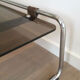 Table basse en chrome, cuir et verre fumé