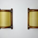 Pair of rattan wall lights France 1960