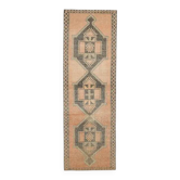 1970s Vintage Turkish Oushak Handmade Wool Cotton Orange Runner Rug 122x384