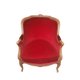 Large bergere de style Louis XV  en velour rouge