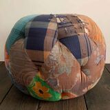 Magnificent pouf upholstered in old sari