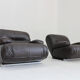 Giuseppe Munari lounge chairs brown leather 1970s, Italy, set of 2