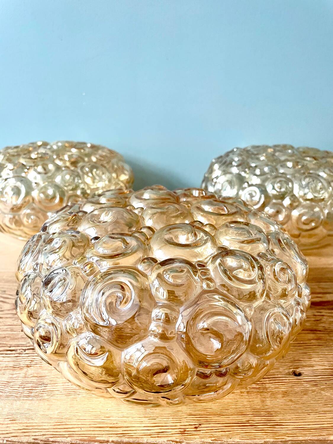 3 Helena Tynell snail ceiling globes, 1960