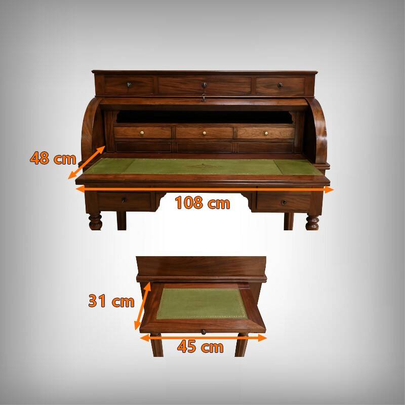 Mahogany Cylinder Desk, Restoration Period – Part 1 of the 19th Century