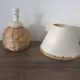 Pair of bedside lamps made of woven sea rush, matching lampshades, 1980.