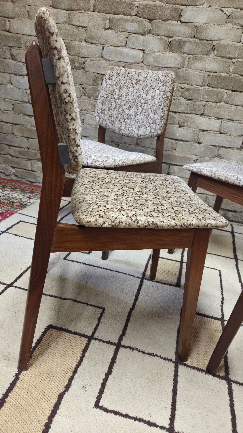 Set of 4 vintage Scandinavian teak chairs from the 1960s.