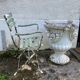 Large 19th century foldable garden armchair in wrought iron and wood