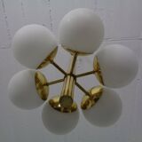 Sputnik brass and glass ceiling chandelier from Kaiser Idell / Kaiser Leuchten, Germany, 1960s