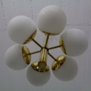 Sputnik brass and glass ceiling chandelier from Kaiser Idell / Kaiser Leuchten, Germany, 1960s